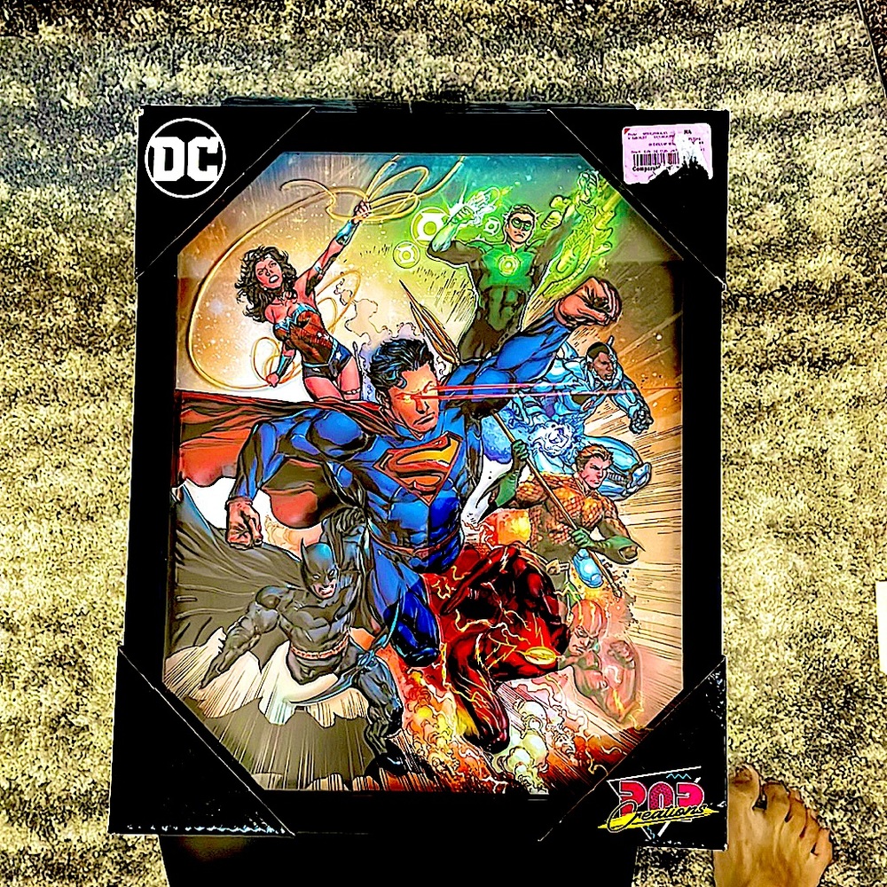 Justice League 13 in x 15 in Framed Picture
